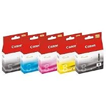 CANON INK CARTRIDGE SET OF ALL 5 - CLI-8BK PGI-5BK CLI-8M CLI-8Y CLI-8C SET IP4200 IP4300 IP 5300 IP5300 MP500 MP530 MP600 MP800 MP810 MP830 MP960 / CLI8BK CLI8M CLI8Y CLI8C PGI5BK