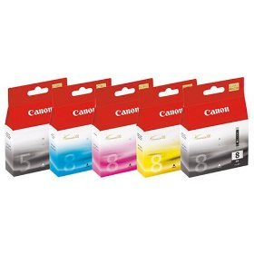CANON INK CARTRIDGE SET OF ALL 5 - CLI-8BK PGI-5BK CLI-8M CLI-8Y CLI-8C SET IP4200 IP4300 IP 5300 IP5300 MP500 MP530 MP600 MP800 MP810 MP830 MP960 / CLI8BK CLI8M CLI8Y CLI8C PGI5BK