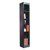 Narrow Profile Bookcase, Wood Veneer, 6-Shelf, 12w x 12d x 72h, Mahogany