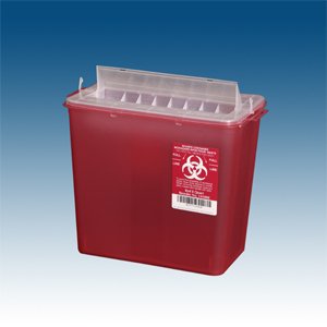 Sharps Container, 5 qt. Red Horizontal Entry, case/20 for use w/ PP-143002