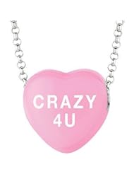 Sweethearts Enamel "Crazy 4 U" Heart on 16" Necklace Pendant with Gift Box