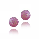 Sterling Silver Created Pink Opal Ball Stud Earrings, 7mm