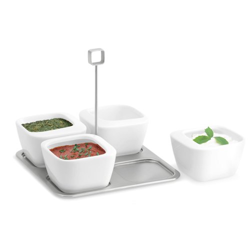 5 Piece Dip Bowl Set - Porcelain and Stainless Steel by Blomus