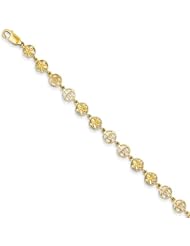14k Flower & Turtle Circles Bracelet Length 7.5"