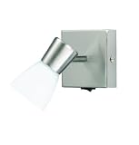 Trio 8160211-07 Halogen Spot mit Schalter Nickel matt Glas opal matt Ausleuchtung 16 cm Glas &Oslash; 6 cm