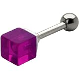 Large Purple UV Cubed Prism Tragus Cartilage Earring