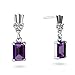 14K White Gold Emerald-cut Genuine Amethyst Dangle title=
