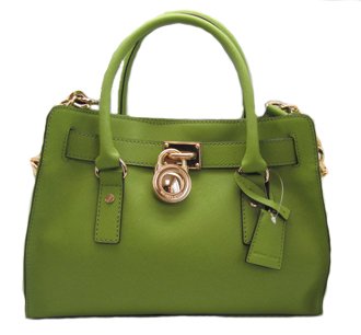 Michael Kors Hamilton Leather Satchel Bag Purse Tote Lime