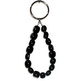 Prayer Beads Black Agate Gemstone Beaded Keychain