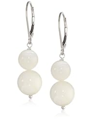 Sterling Silver 8mm and 10mm Snowman White Mother-of-Pearl Drop Earrings