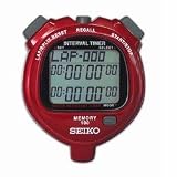 Seiko S057 100 Lap Memory Stopwatch with Dual Timers (Red)