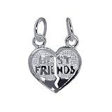 .925 Sterling Silver Best Friends Heart 16 MM x 14 MM Pendant Charm