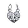 Nickel Free .925 Sterling Silver Best Friends Heart 16mm x 15mm Pendant Charm