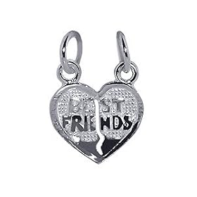 Buy .925 Sterling Silver Best Friends Heart 16 MM x 14 MM Pendant Charm by Gem Avenue