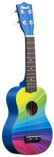 Amahi DDUK10 Tropical Soprano Uke w/bag, Wavy Rainbow Design