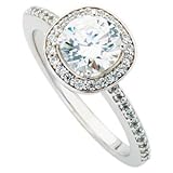 ... Diamond Halo 14K White Gold Engagement Ring Jewelry (Pompeii3 Inc