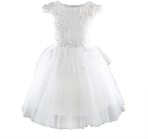 Toddler Girls Tutu Dress Handmade Bead Flower Kids Wedding Party Pageant Gown