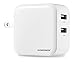 FORDIGI 24W/4.8A - 2.4A per Port Foldable Plug Dual USB Travel/Home/Wall Charger Adapter for iPhone 6 plus, 6, 5s, 5c, 5; Samsung Galaxy S5, S4, S3, Note 4, 3, 2; iPad 5,4,3,Air, mini; ipod Touch, nano; LG G2; Nexus 5, 7; Motorola Droid RAZR MAXX; Blackberry; Nook Color; Bluetooth Speakers & Headsets; HTC One X V S; External Batteries and more (White)