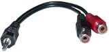3.5mm 1/8 Mini Plug to 2 RCA Jacks Y Adapter 6 inch