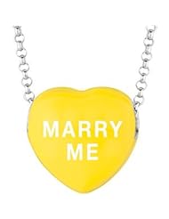 Sweethearts Enamel "Marry me" Heart on 16" Necklace Pendant with Gift Box