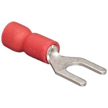 Morris Products 10114 Spade Terminal, Vinyl Insulated, Red, 22-16 Wire Size, #8 Stud Size (Pack of 100)