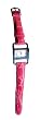 Coach Silver Rectagular Watch Pink Genuine Crocodile Straps