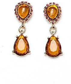 Water Drop Shape Light Brown Crystal Earrings (1 Pair)