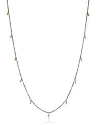 Mizuki 14k Gold Dangling Beads on Blackened Silver 40" Chain Necklace