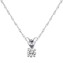 10k White Gold Round Diamond 4-Prong Solitaire Pendant (1/10 ct, I-J Color, I3 Clarity)
