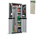 PLUS Ger�teschrank 174x65 cm mit 4 B�den und Besenfach, hellgrau/gr�n