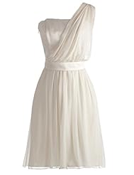 One Shoulder Short Chiffon Evening Dress/Bridesmaid Dress/Prom Dress/Party Dress/Wedding Dress  With a Ribbon  and a Sash 