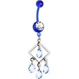BIOPLAST Blue HOLLOW DIAMOND CHANDELIER Belly Ring