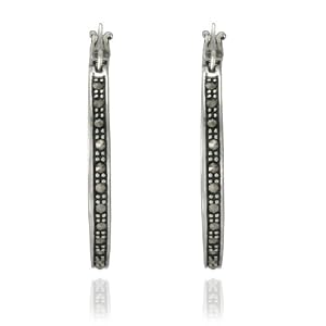 Sterling Silver Marcasite Inside-Out Hoop Earrings by