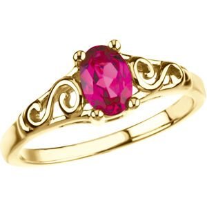 Cheap Girls Jewelry Jewelplus Youth Imitation Birthstone Ring 14K Yellow July For Sale