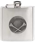 Search : Closeout - 6 ounce Hip Flask with GOLF Emblem