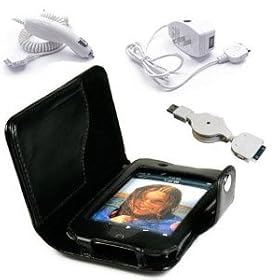 * 4 in 1 Apple Ipod Touch Combo Kroo Struct Wallet Carrying Case for Ipod Touch + Car Charger + Travel Charger + Retractable USB Cable for Apple Ipod Touch 8g 16g