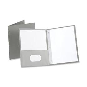 Paper Twin-Pocket Portfolio, Tang Clip, Letter, 1/2 Capacity, Gray, 25/Box