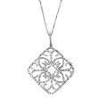 14k White Gold Link Chain with Heart Scroll Pendant Necklace- 18" (0.48ctw)