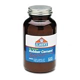 Rubber Cement, Brush Applicator, Acid-Free, Photo Safe, 8 oz, Clear EPI231
