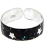 925 Sterling Silver BLACK Hand Painted GLITTER STARRY NIGHT Toe Ring