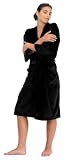 Canyon Rose Cloud 9 Plush Microfiber Women's Spa Robe, Short, Black Sea
