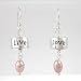 Live, Love Dangle Earrings in Sterling Silver with Pink Pearls, #8927