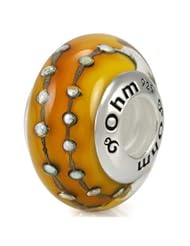 Genuine Ohm Beads (TM) Product. 925 Sterling Silver Orange "Sanur" European Bead Charm. 100% Satisfaction Guaranteed.