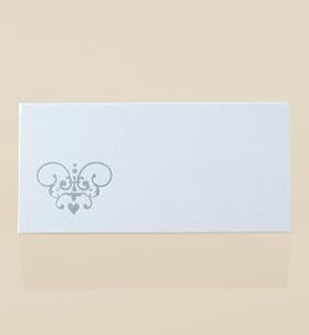 10 White & Silver Text Place Cards