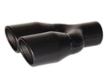 A.P. FLAT BLACK T304 Stainless Steel Exhaust Muffler Tip DUAL OVAL Outlets HI-TEMP POWDER COAT