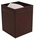Chocolate Brown Leather Square Waste Basket