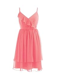 A-line Spaghetti Strap  Lace Chiffon Homecoming Dress/Bridesmaid Dress  With Ruffles