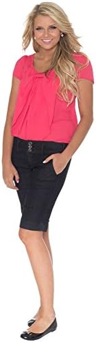 Women's Modest Denim Bermuda Shorts, Dark Wash - 13