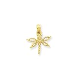 14k Solid Polished Dragonfly Pendant