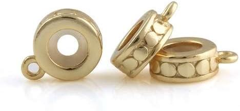 925 Sterling Silver Focal Round Stopper Dots 18k Gold Plated with Rubber Bead for Pandora, Biagi, Chamilia, Troll and More Bracelets